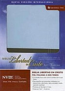 Imagen Biblia Libertad en Cristo NVI - Piel Italiana Azul Claro/Beige